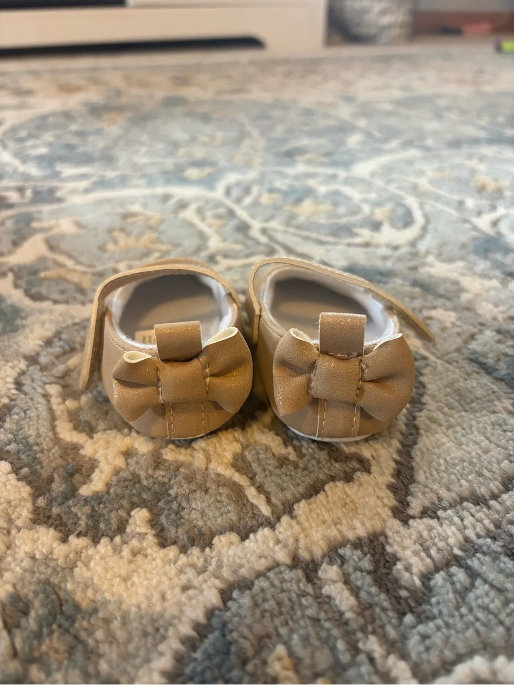 Carter's Baby Girl Tan Glitter Bow Mary Janes
